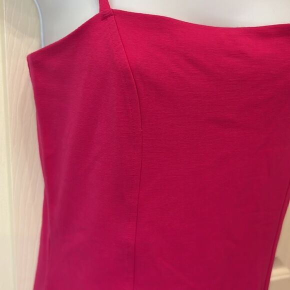 Forever 21 Dress Mini Barbie Pink SzLarge Spaghetti Strap Slimming Square Neck - Picture 4 of 7